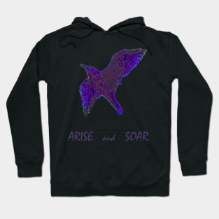 Go Higher with Arise and Soar Quote - with Purple Floral Bird Hoodie